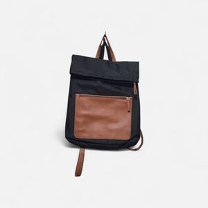 DSW Black Backpack with Brown Front Pocket